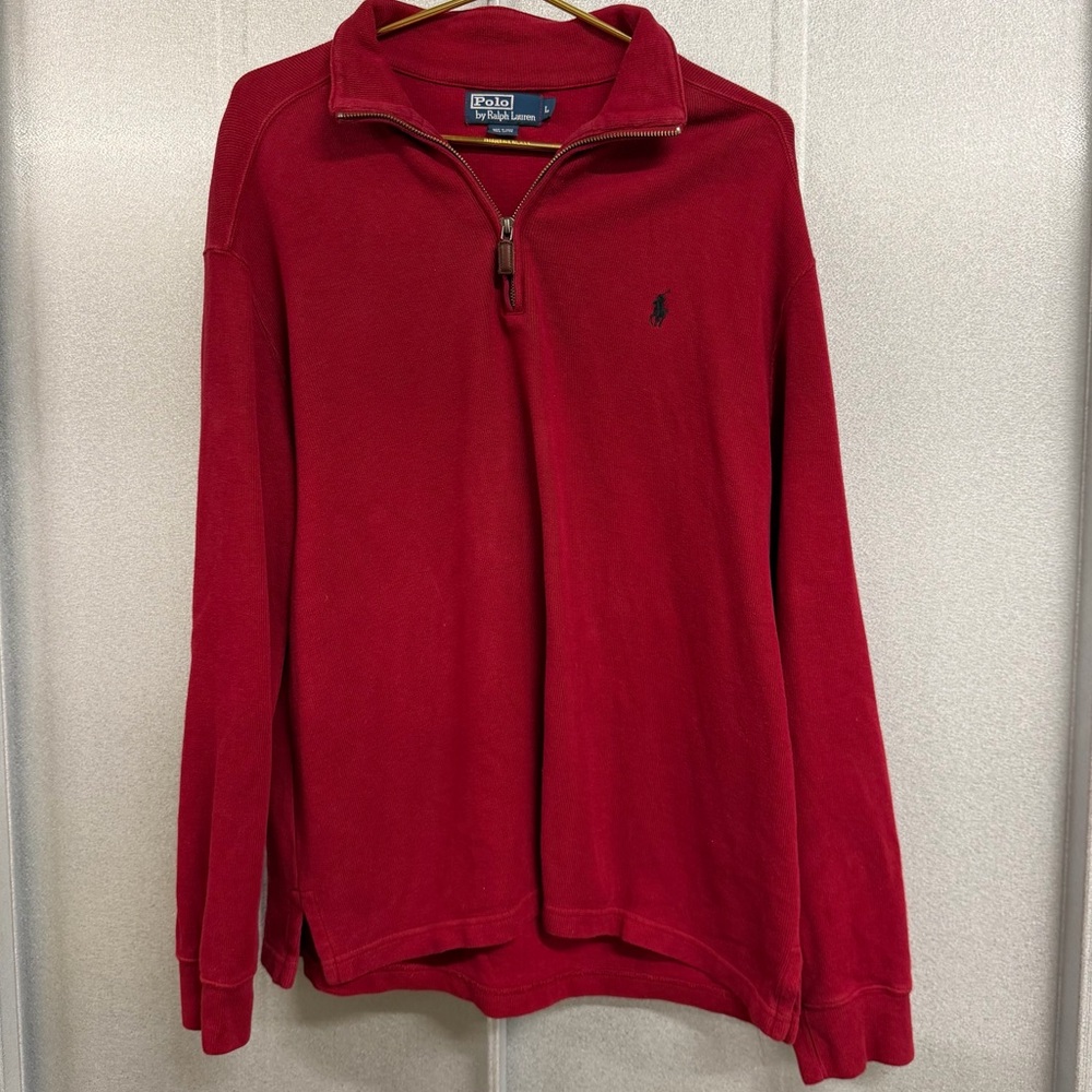 Polo Ralph Lauren Quarter Zip Sweater Red Pony Logo L